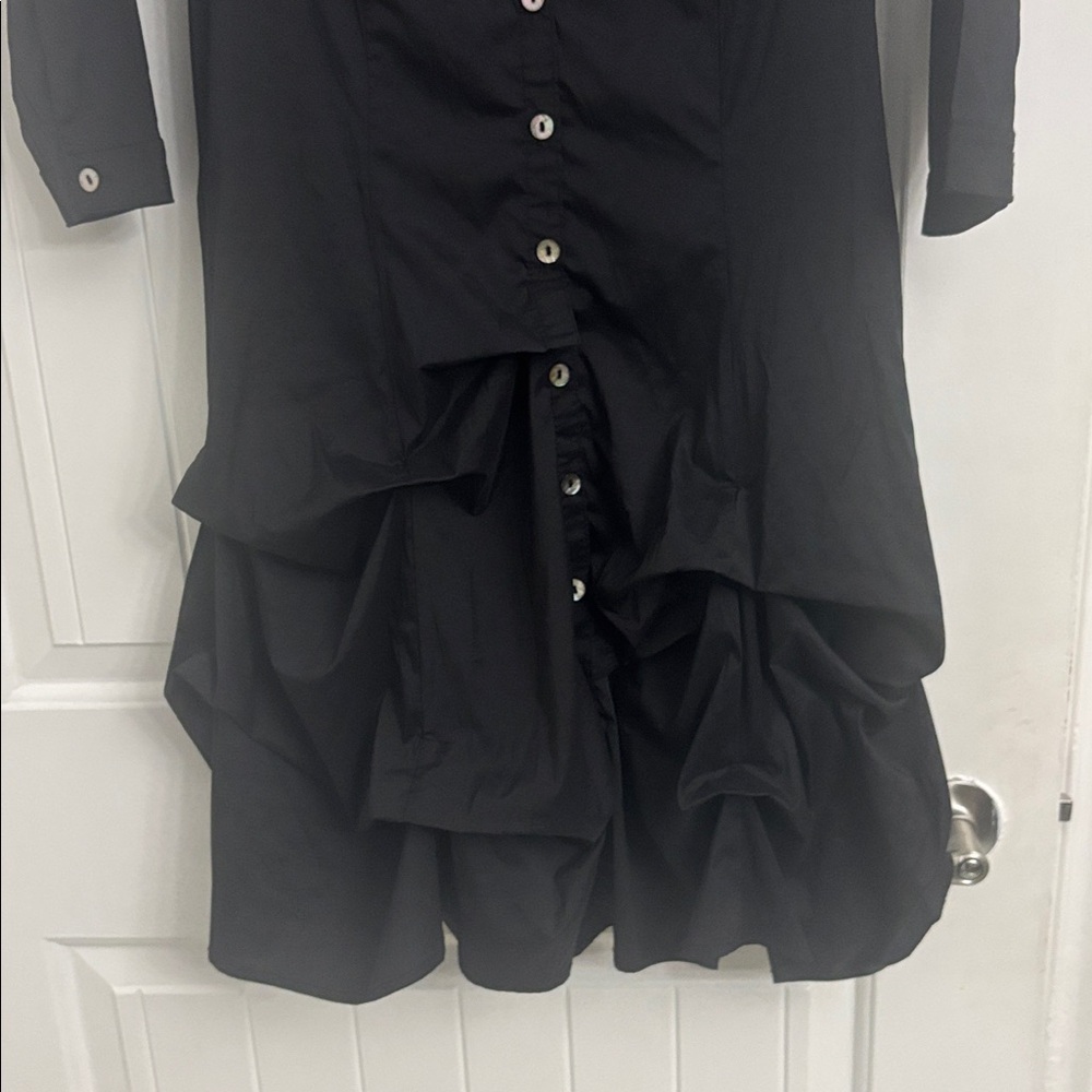 Joseph Ribkoff Black Button-Front Ruffled Shirt Dress - Picture 3 of 10
